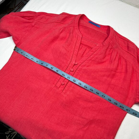 J Mclaughlin Nylee Linen Mini Dress 3/4 sleeve Pockets Coral Rose Pink Small - Picture 5 of 12